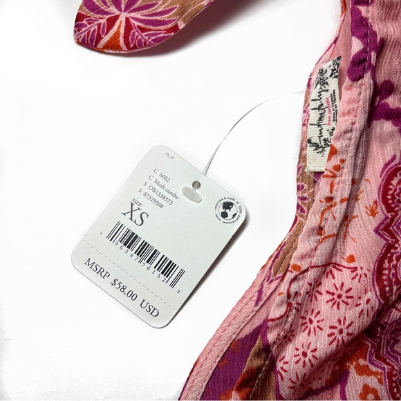 Free People Weekend in Montauk Floral Print Cropped Tank Top - Picture 2 of 4